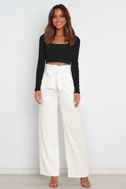 Isabelle Fontaine | Navy High Waist Paperbag Trousers with Bow Detail