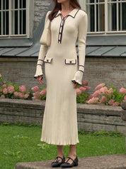 Beatrice Sutcliffe | Ribbed Knit Collared Midi Dress