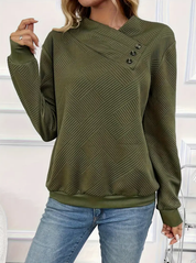 Edith Sutherland | Asymmetrical Button-Front Sweatshirt