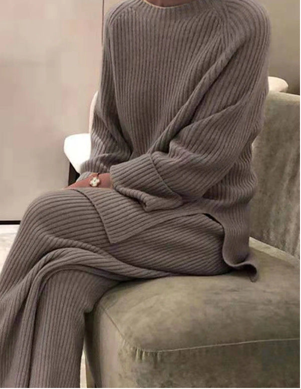 Henrietta Sutherland | Ensemble coordonné en maille côtelée à jambes larges