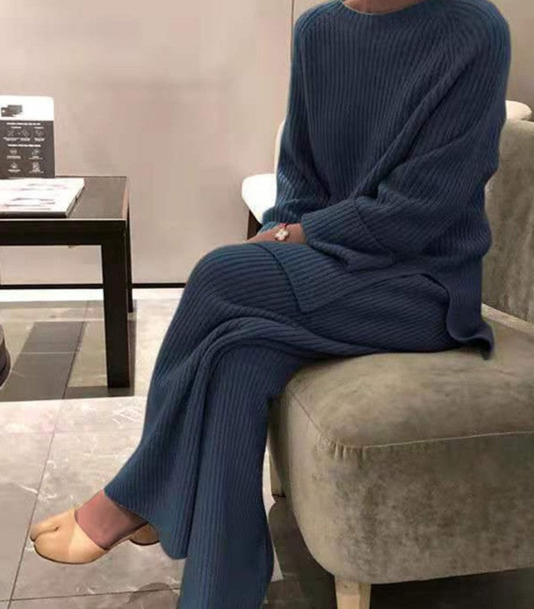 Henrietta Sutherland | Ensemble coordonné en maille côtelée à jambes larges