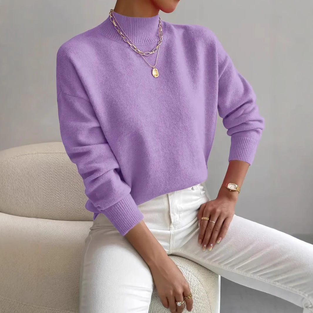 Genevieve Harding | White Ribbed Mock Neck Knit Sweater