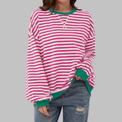 Harriet Green | Green & Navy Striped Oversized Sweatshirt