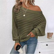 Tabitha Hill | Off-Shoulder Ribbed Knit Sweater