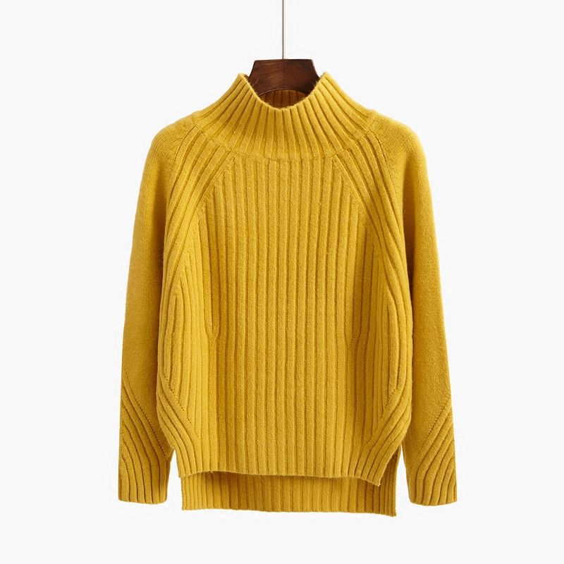 Cecily Morris | Ribbed Mock Neck Knit Sweater