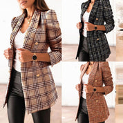 Phoebe Wilson | Plaid Tweed Double-Breasted Blazer Coat