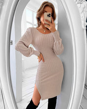 Niamh Barclay | Robe midi moulante côtelée en maille pour femme