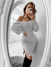 Niamh Barclay | Robe midi moulante côtelée en maille pour femme