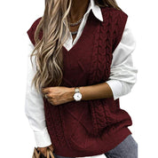 Florence Griffiths | Navy Cable Knit V-Neck Sweater Vest