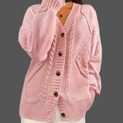 Harriet Wilson | Pink Cable-Knit Button Cardigan