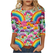 Rosie Evans | 3D Floral Print Round Neck T-Shirt