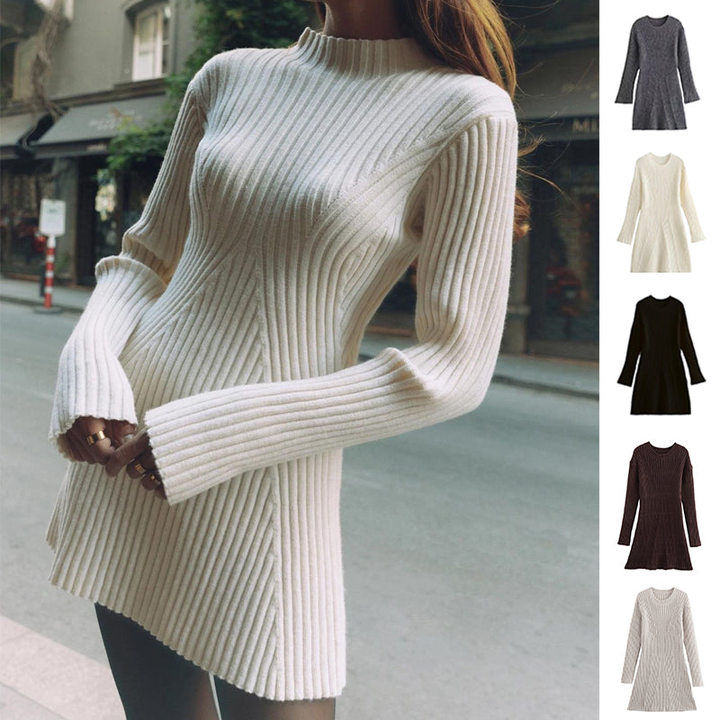 Victoria Walker | Ribbed Knit A-Line Mini Dress For Women