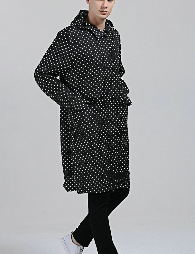 Phoebe Clarke | Navy Hooded Longline Raincoat with Drawstring Hem