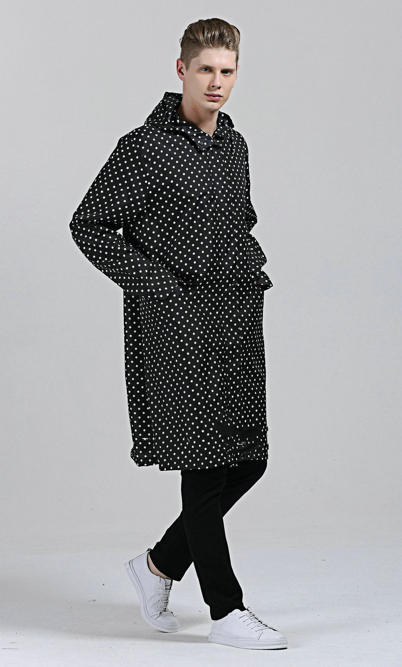 Phoebe Clarke | Navy Hooded Longline Raincoat with Drawstring Hem