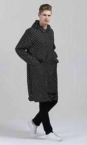 Phoebe Clarke | Navy Hooded Longline Raincoat with Drawstring Hem