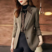 Beatrice Hall | Herringbone Wool Blazer with Tailored Fit