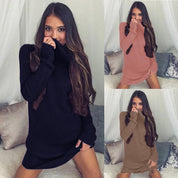 Matilda Green | Turtleneck Knit Sweater Dress