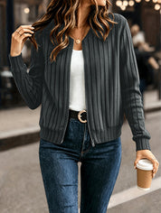 Rowena Ashford | Ribbed Zip-Up Longline Cardigan