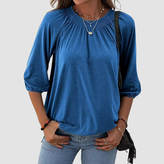 Harriet Palmer | T-shirt bleu à encolure froncée