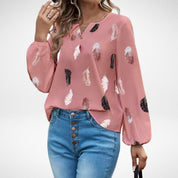 Rhiannon Blackwood | Feather Print Blouse With Balloon Sleeves