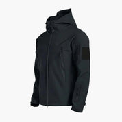 Nathaniel Harris | Veste tactique softshell à capuche noire avec fermeture zippée