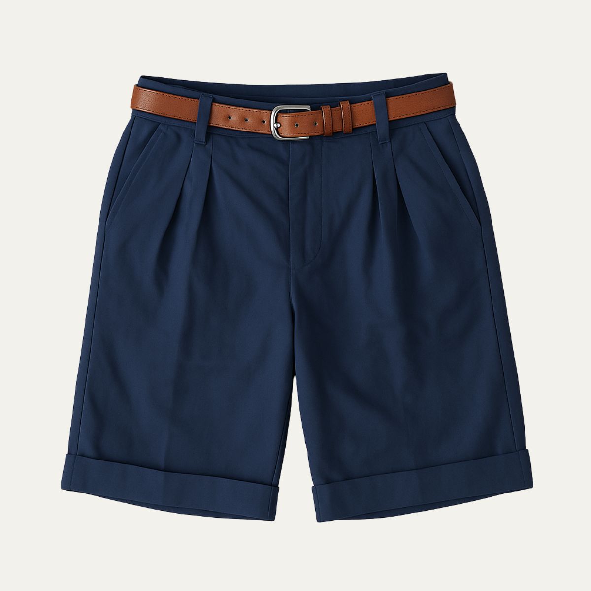 Reginald Ashford | Short chino habillé à plis couleur pierre