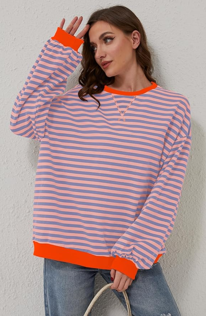 Isla Wilson | Striped Round-Neck Pullover