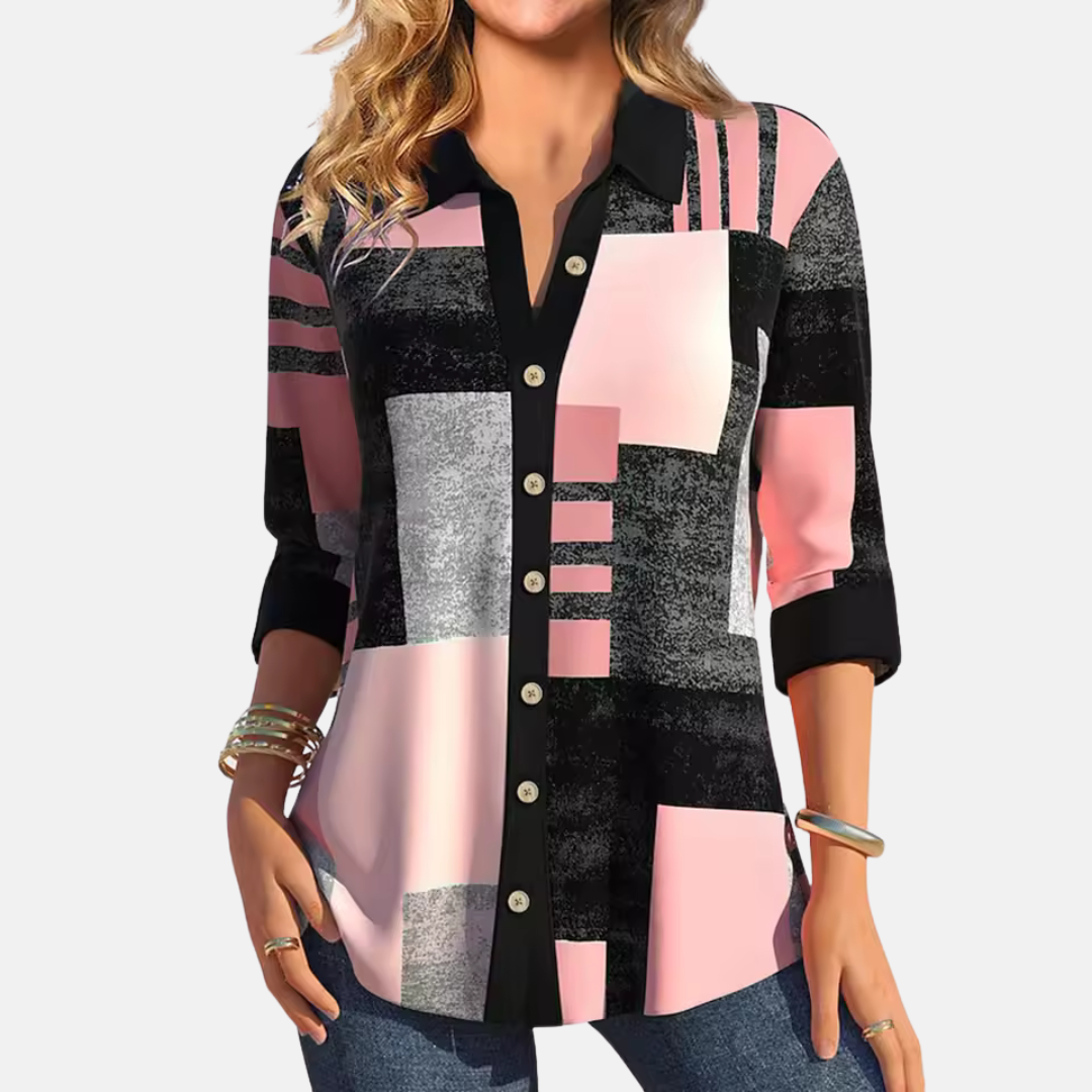 Briony Marlow | Geometric Print Button-Front Blouse