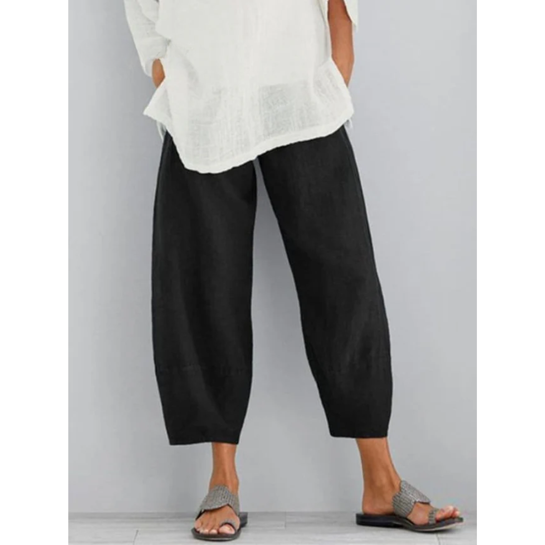 Monique Verlaine | Relaxed Linen Cropped Trousers for Women