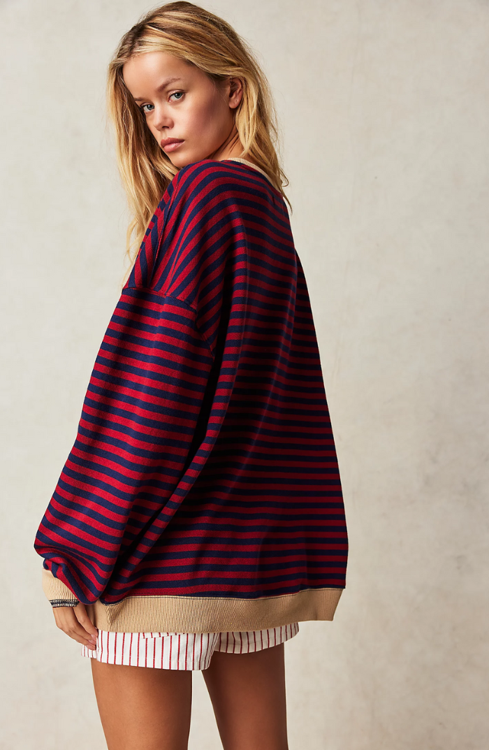 Isla Wilson | Striped Round-Neck Pullover