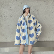 Cecily Wilson | Heart Print Fleece Zip-Up Coat