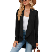 Felicity Wood | Draped Cable-Knit Open Cardigan