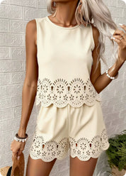 Chloe Beaumont | Broderie Two Piece Shorts Set For Women