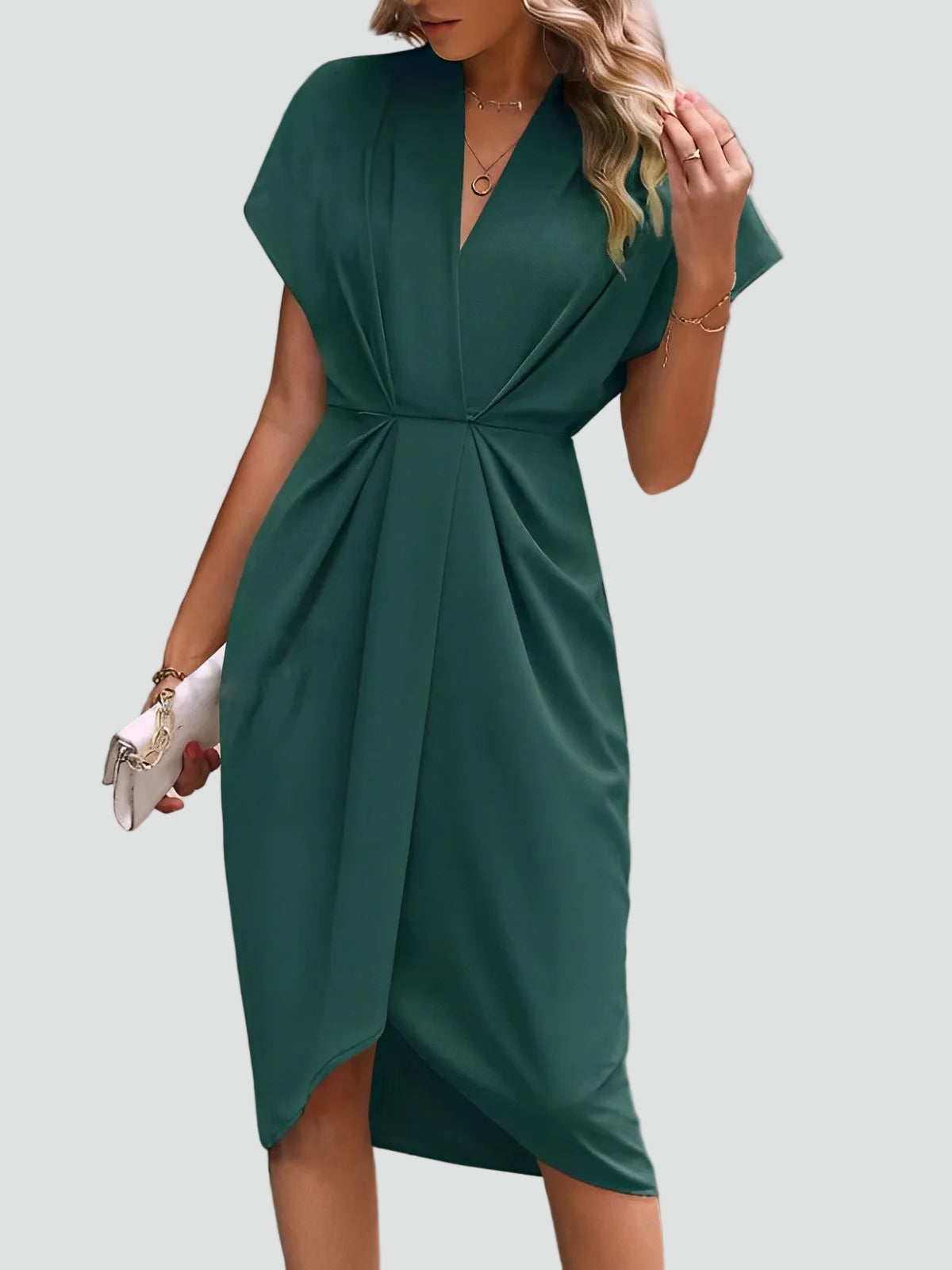 Camille Laurent | Elegant Wrap Midi Dress For Women