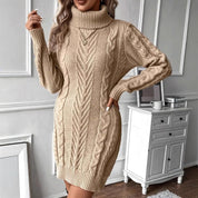 Grace Williams | Cable Knit Turtleneck Sweater Dress