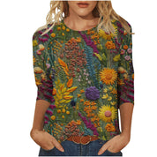 Rosie Evans | 3D Floral Print Round Neck T-Shirt