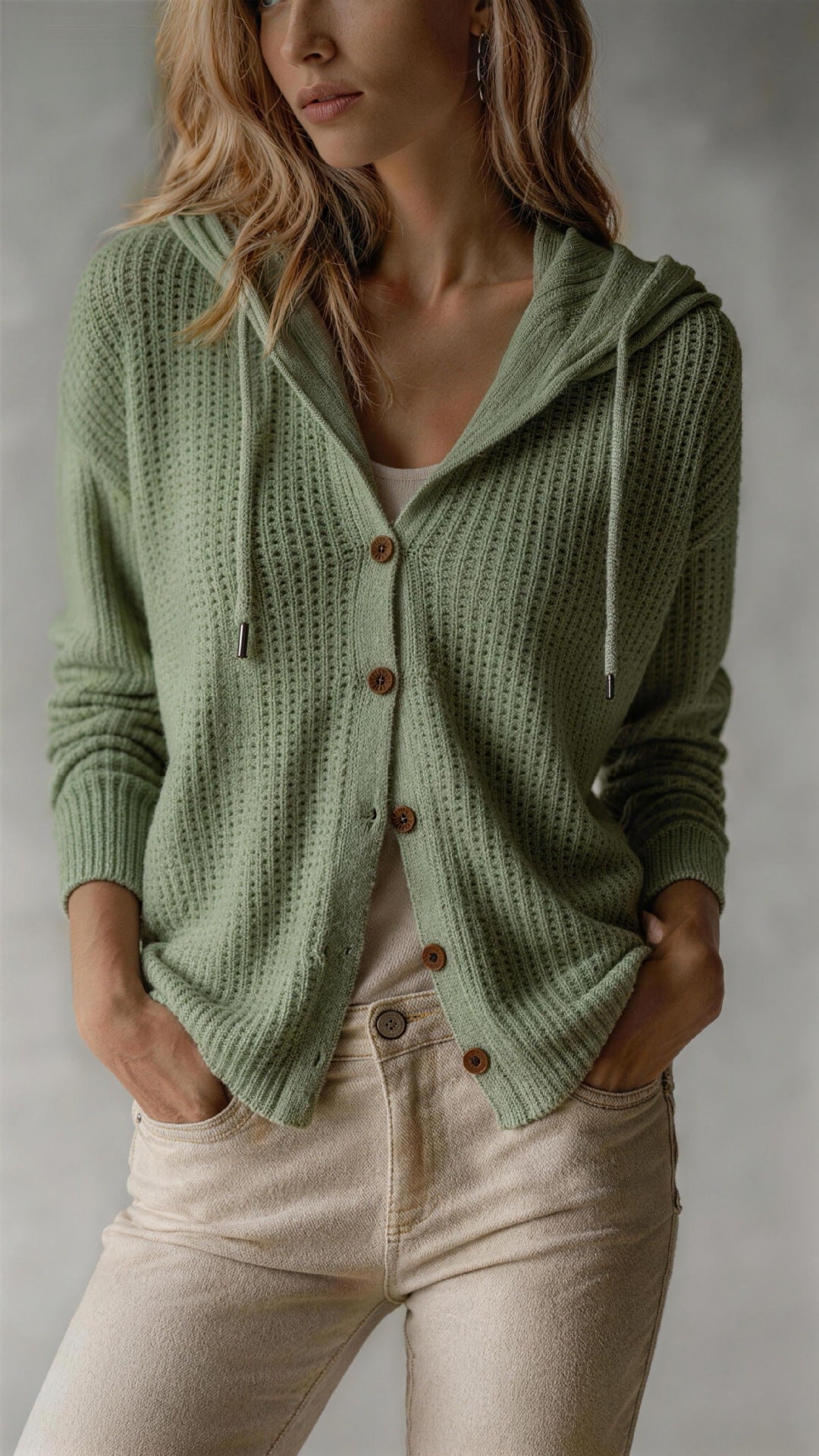 Winifred Ashworth | Hooded Knit Cardigan with Button Front
