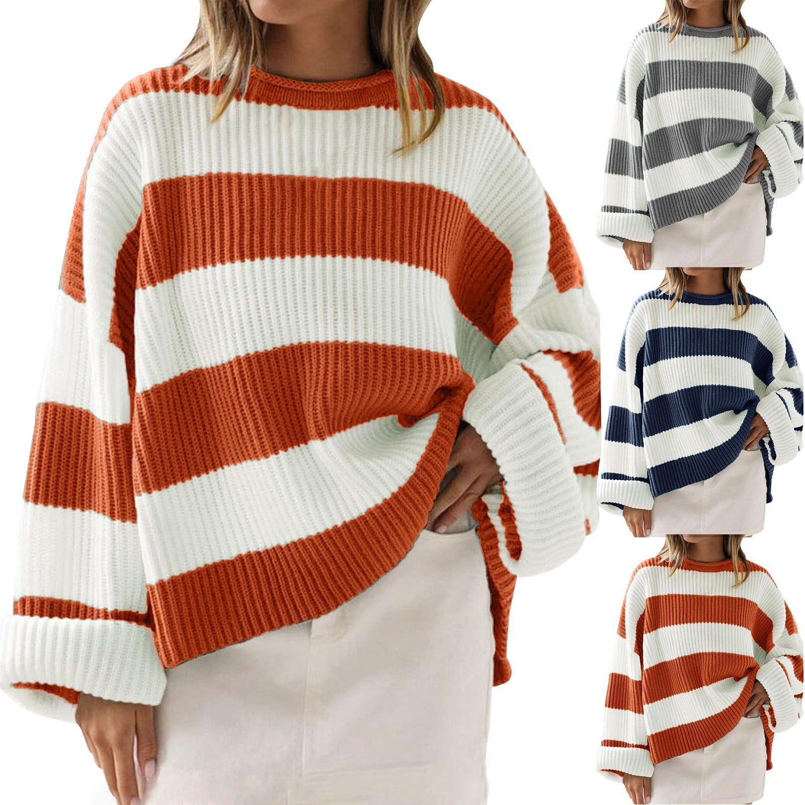 Isobel Kerr | Striped Oversized Batwing Sleeve Jumper