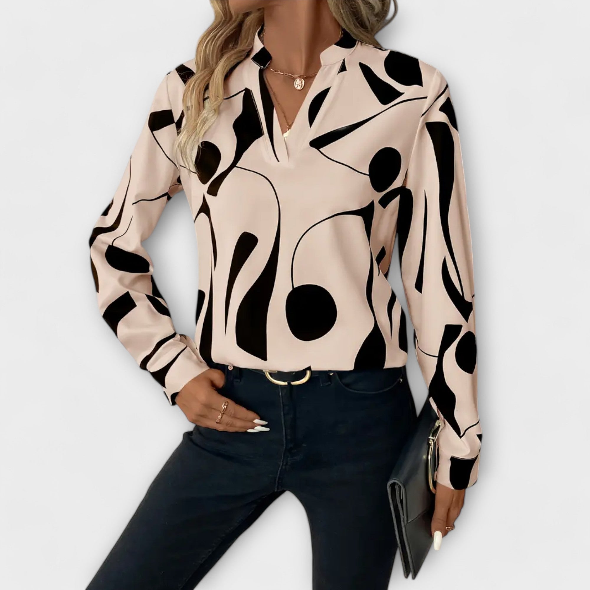 Eleanor Stanmore | Abstract Print Blouse With Split Neckline