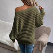 Tabitha Hill | Off-Shoulder Ribbed Knit Sweater