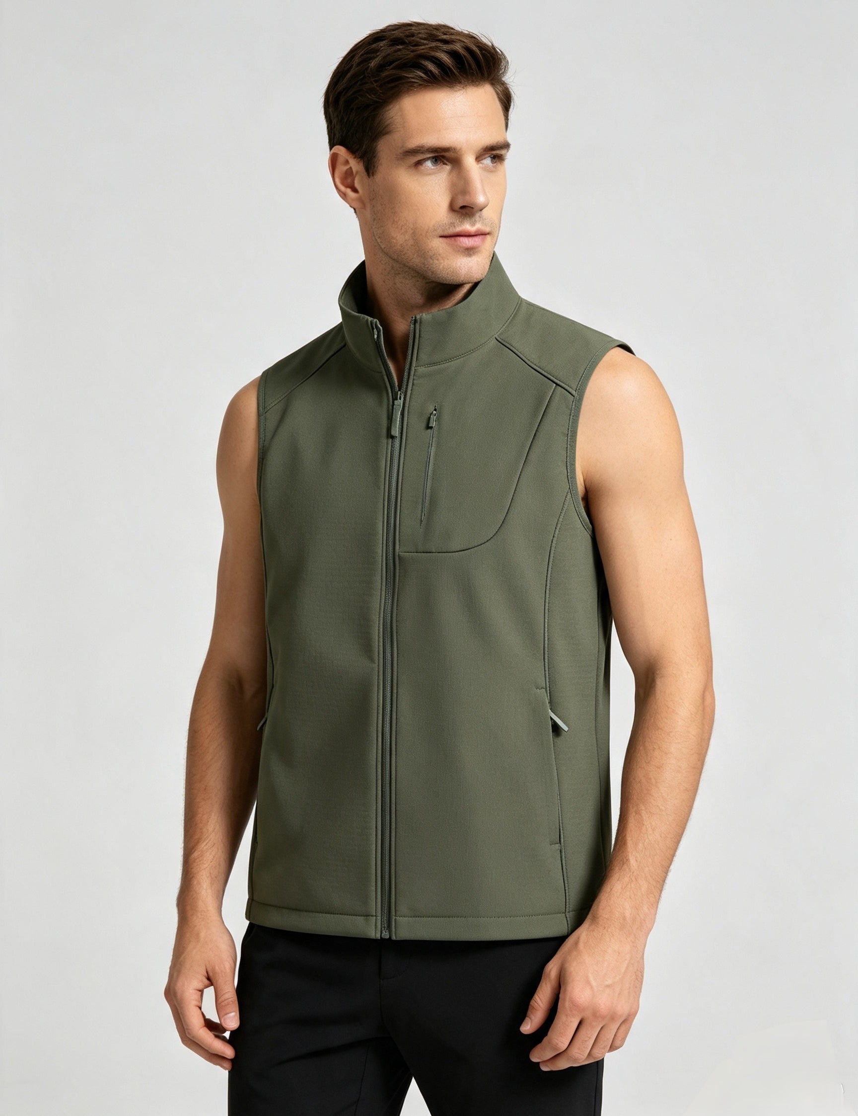 Beatrice Hammond | Fleece-Lined Softshell Gilet in Sage Green