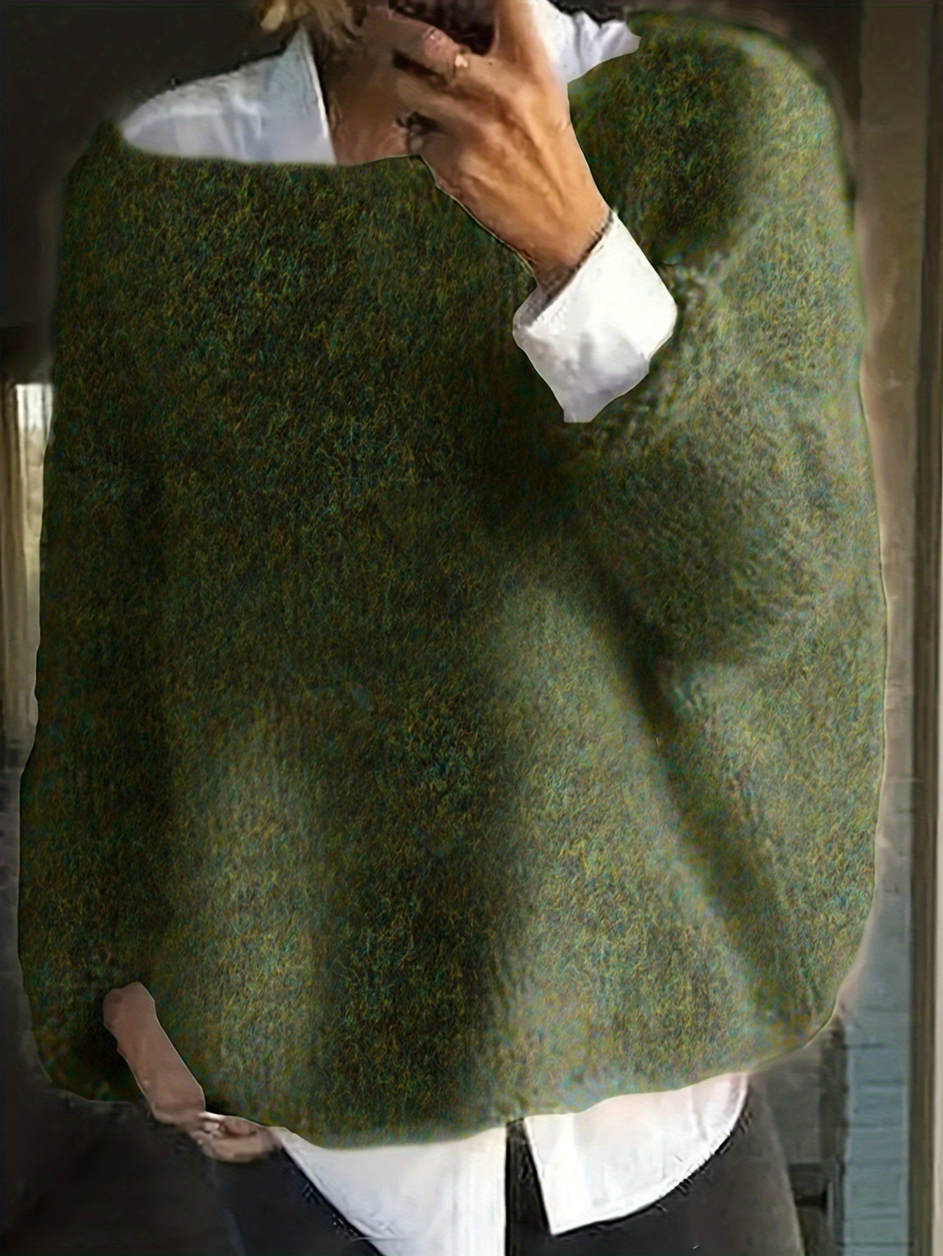 Cecily Hall | Relaxed Crew Neck Sweater in Olive Green