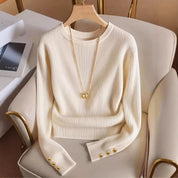 Imogen Clarke | Ribbed Knit Button-Cuff Sweater