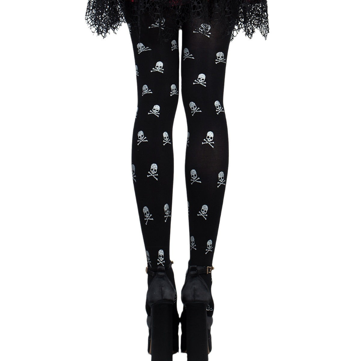 Skeleton Shimmer | Skull Halloween Tights For Women