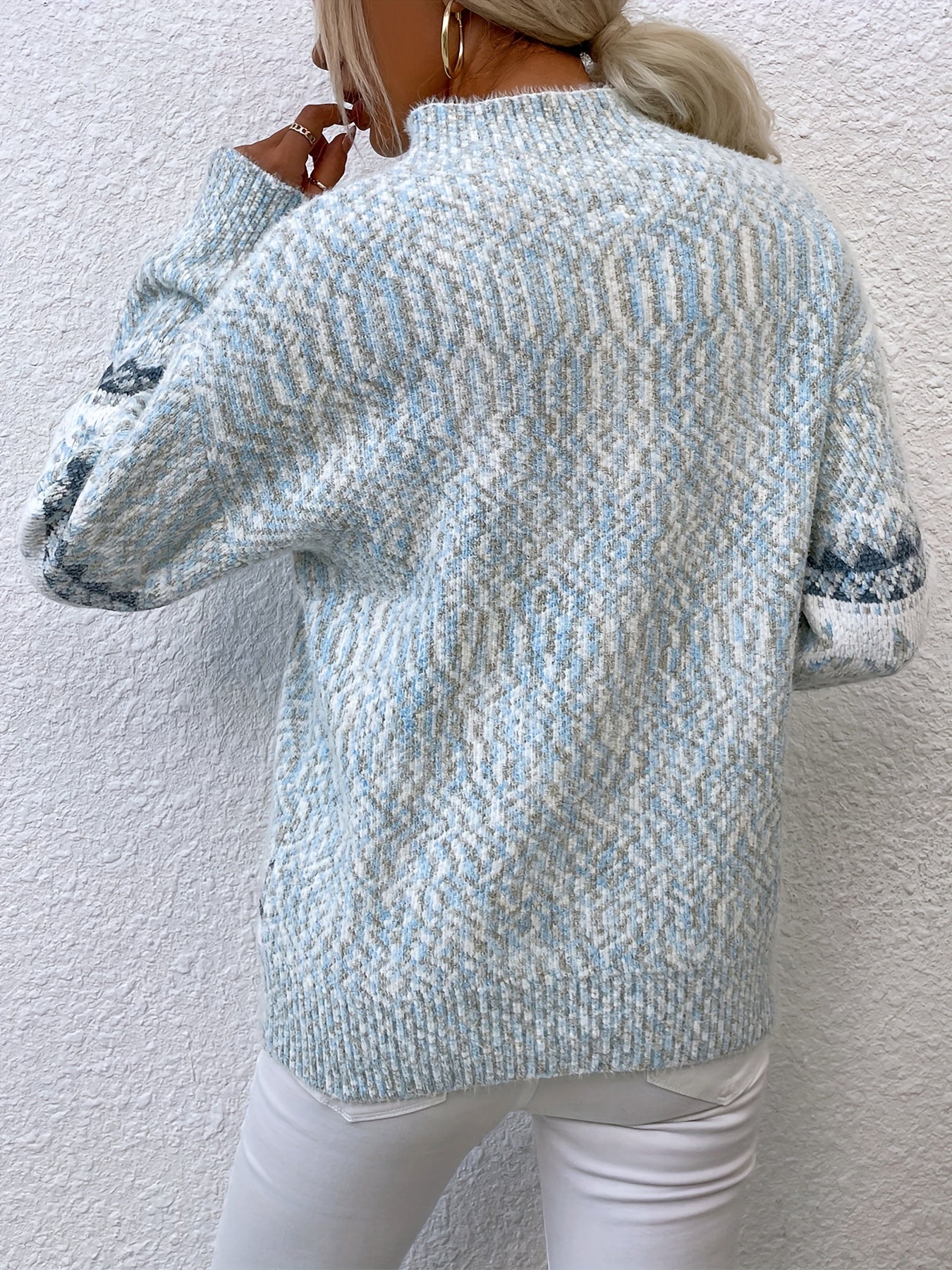 Bridget Faulkner | Cozy Snowflake Mock-Neck Sweater