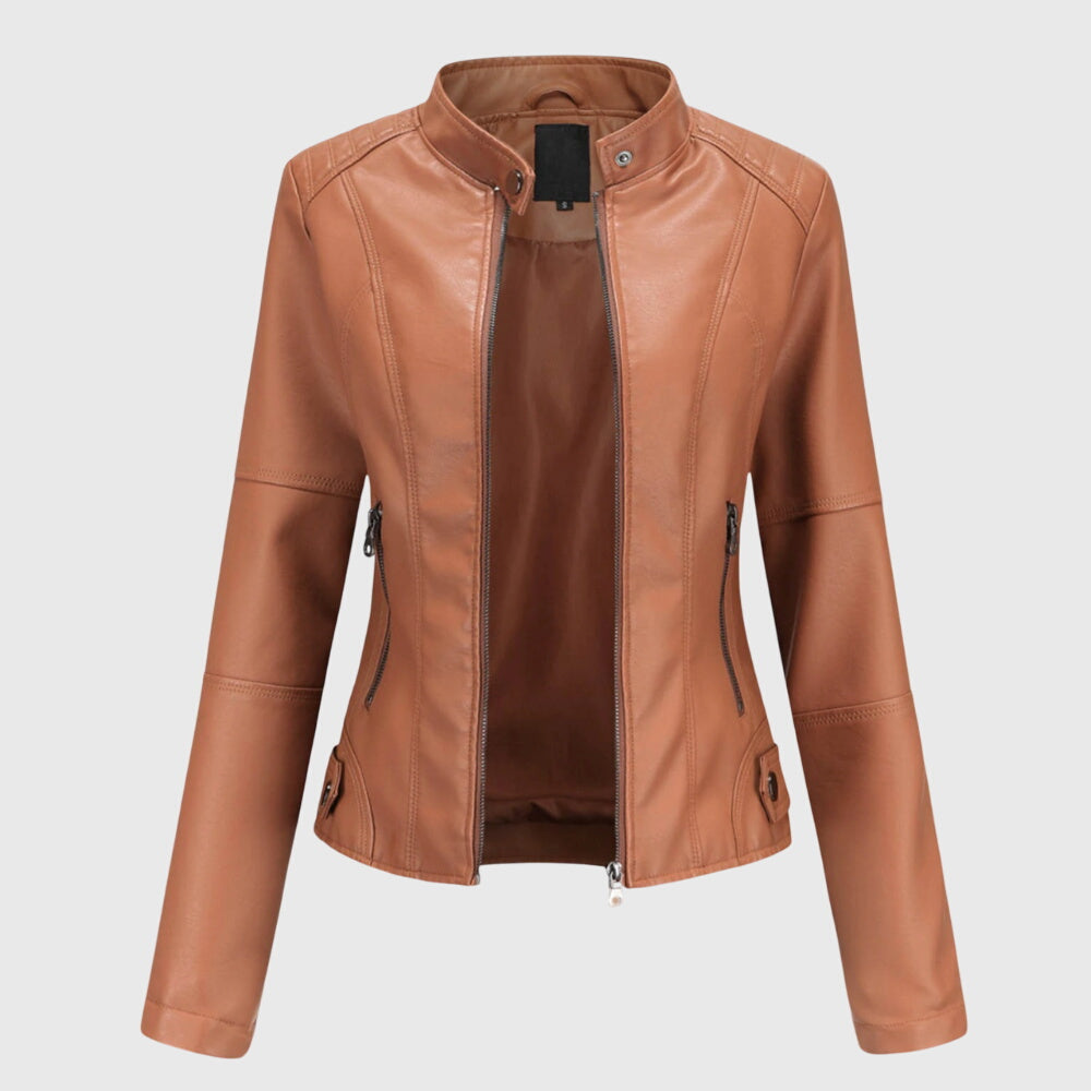 Nadia Ellison | Veste noire en cuir vegan avec détail zippé
