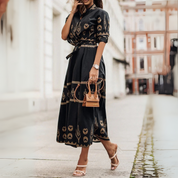 Edith Barrett | Printed Maxi Dress With Puff Sleeves