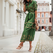 Edith Barrett | Printed Maxi Dress With Puff Sleeves