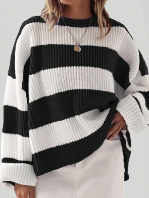 Isobel Kerr | Striped Oversized Batwing Sleeve Jumper