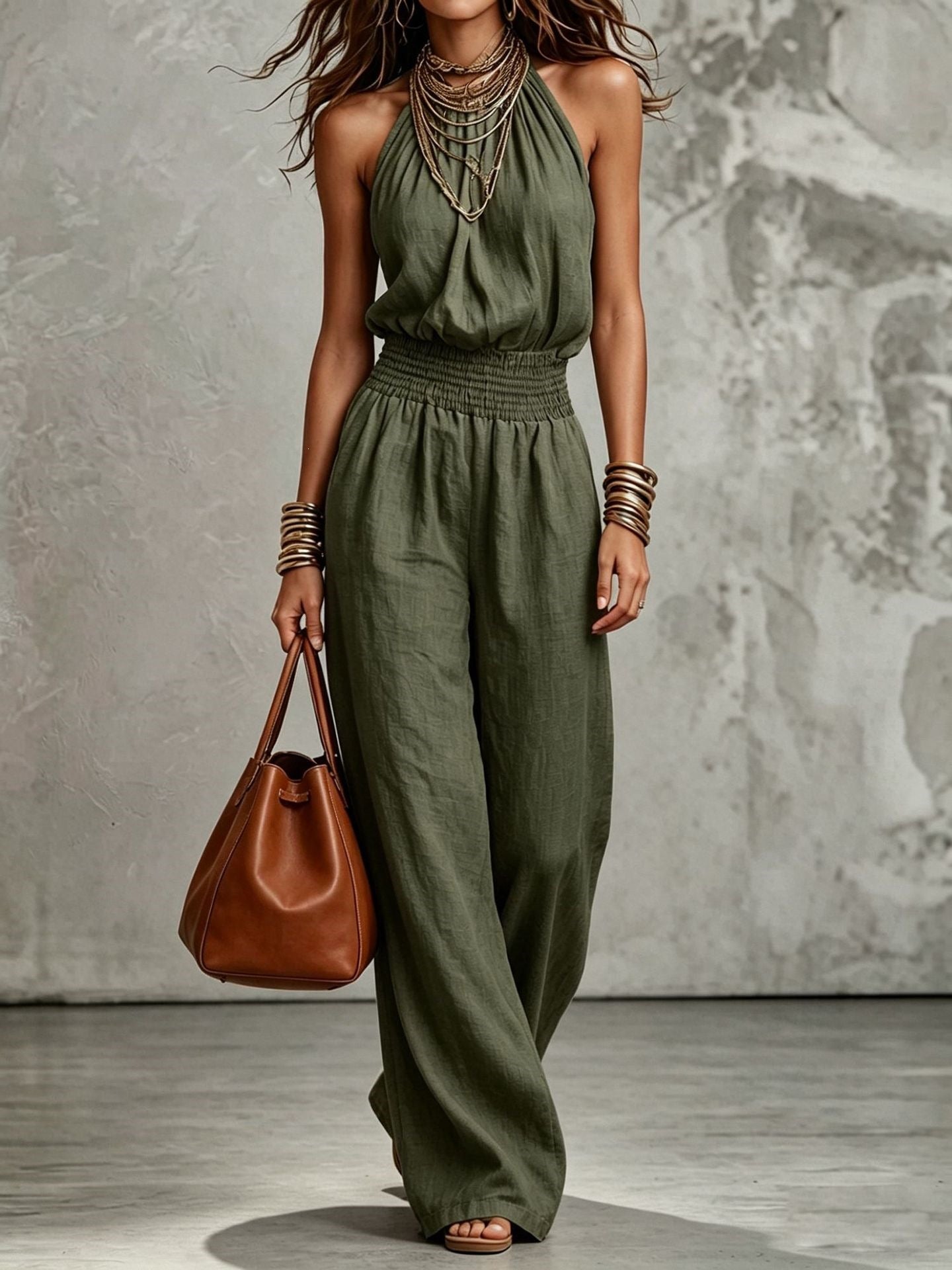 Aurora Bellini | Linen Halterneck Jumpsuit For Women